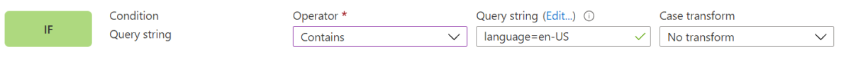 Captura de tela do portal mostrando uma condição de correspondência de cadeia de caracteres de consulta.