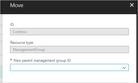 Captura de tela do painel para mover uma assinatura para um grupo de gerenciamento diferente.