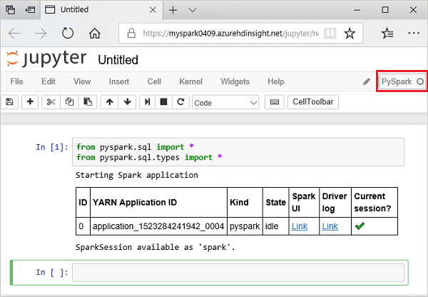 Status de consulta SQL interativa do Spark.