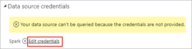 Captura de tela mostrando Editar credenciais no serviço do Power BI.