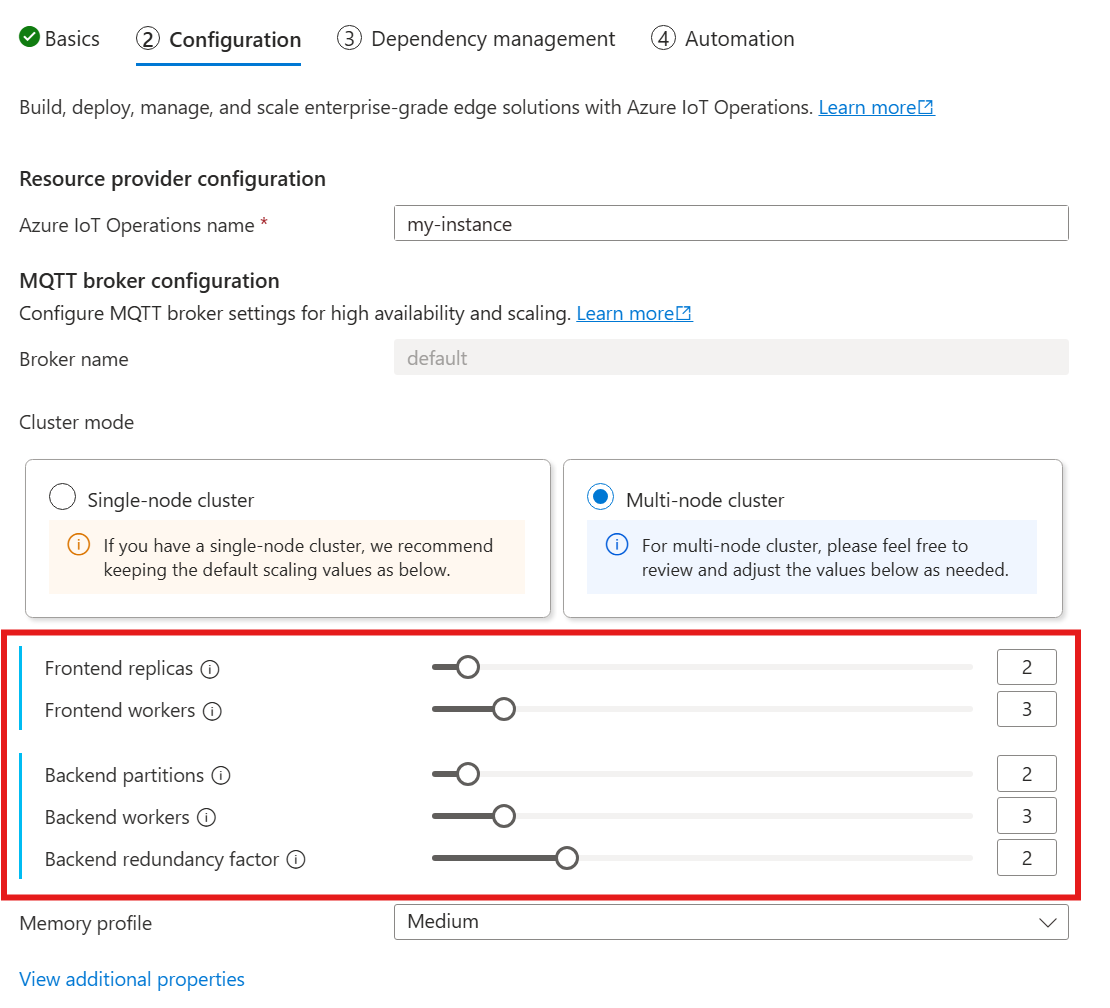 Captura de tela mostrando no portal do Azure onde configurar a cardinalidade do agente diretamente.