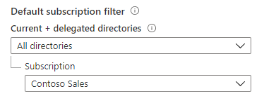 Captura de tela do filtro de assinatura padrão com uma assinatura delegada selecionada.