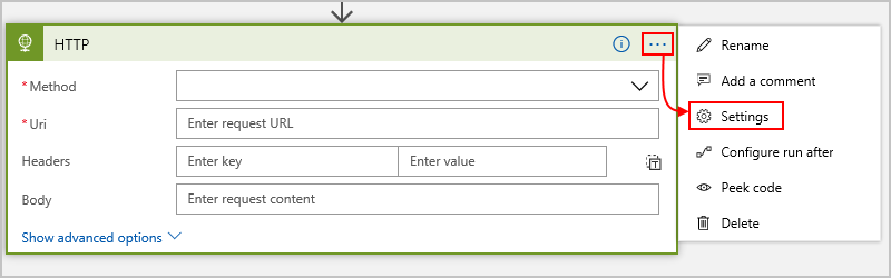 Na ação, abra o menu de configurações