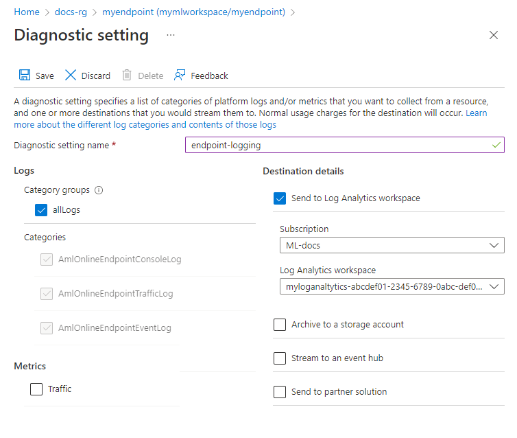 Captura de tela do diálogo de configurações de diagnóstico.