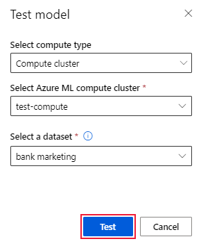 Captura de tela que mostra o formulário de Modelo de teste.