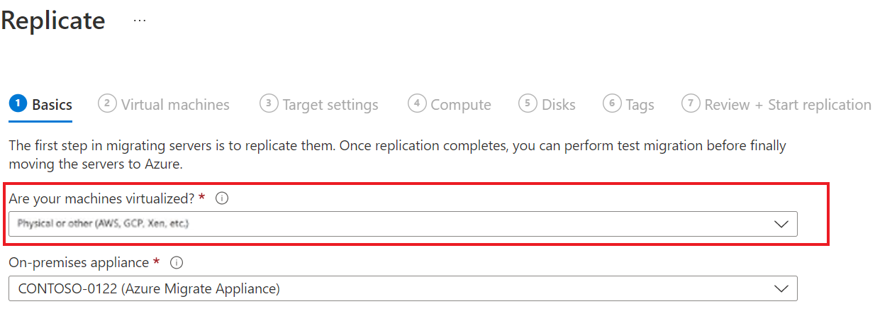 Captura de tela que mostra as Configurações de replicação.