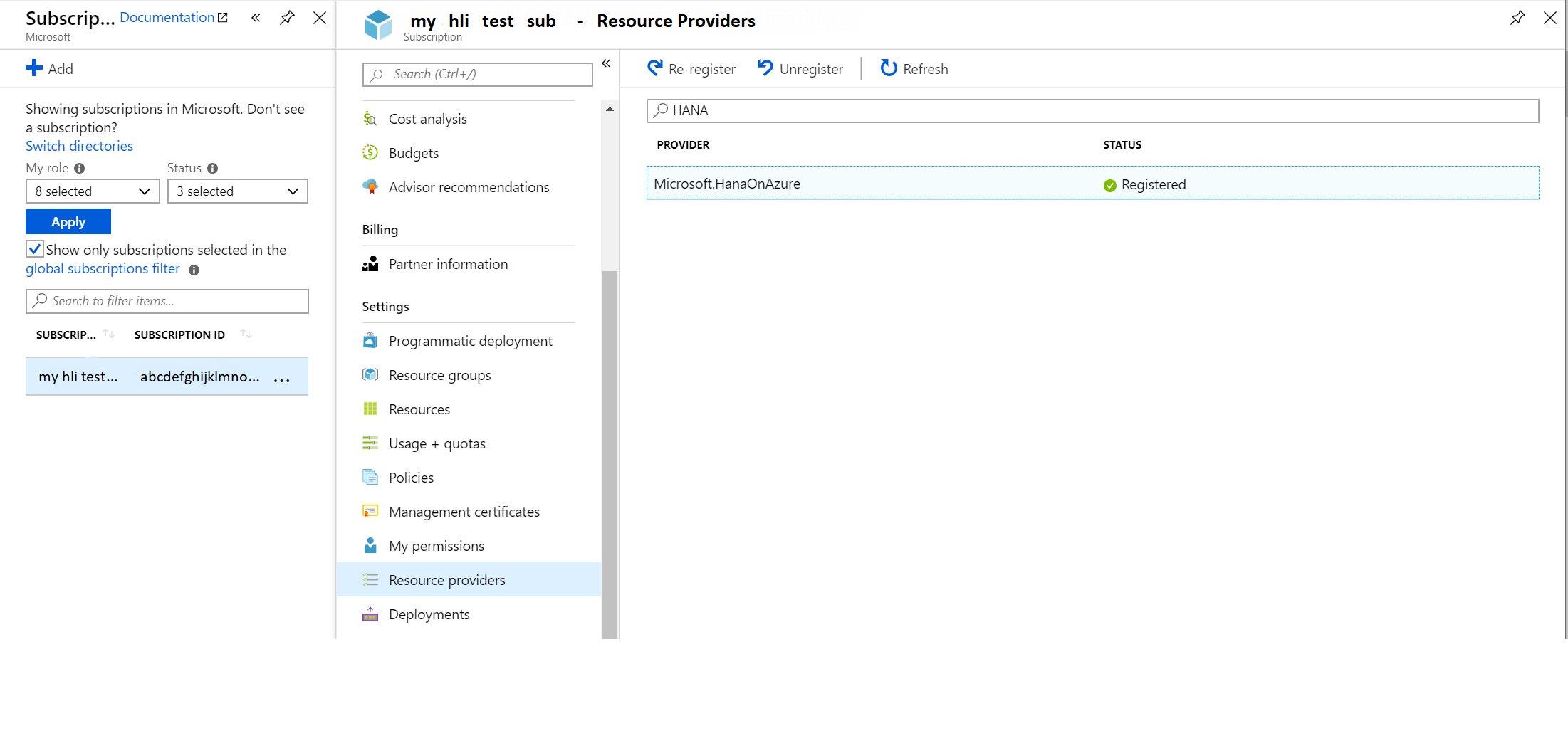 Registre o HLI RP no portal do Azure