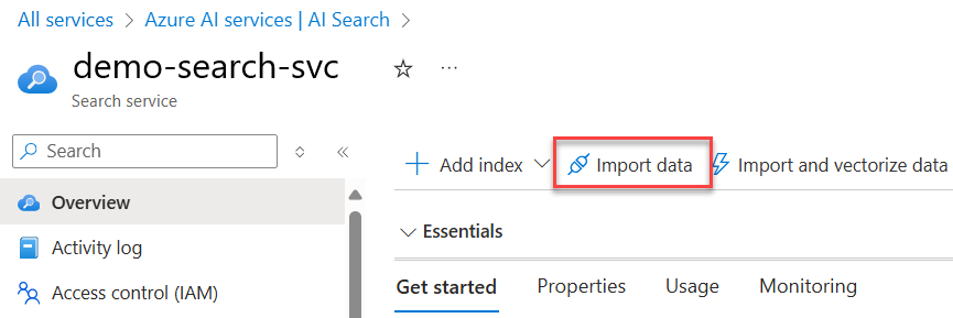 Captura de tela que mostra o assistente de importação de dados.