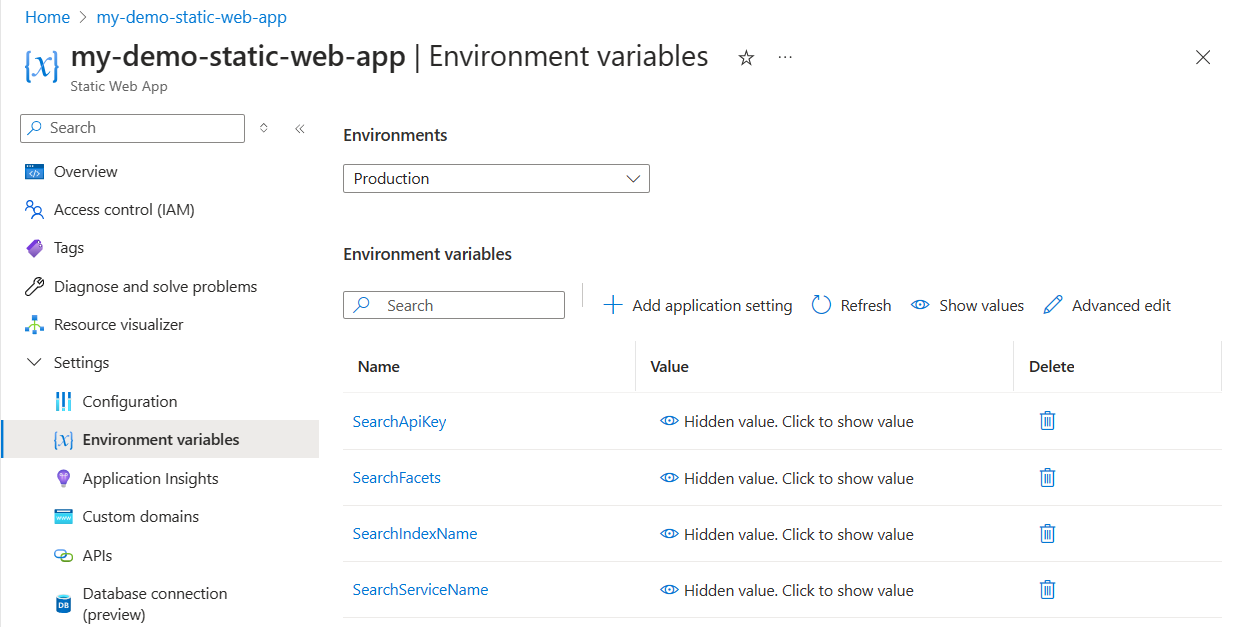 Captura de tela do navegador mostrando o portal do Azure com o botão para salvar as configurações do seu aplicativo.