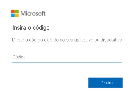 Captura de tela mostrando o código de autenticação.