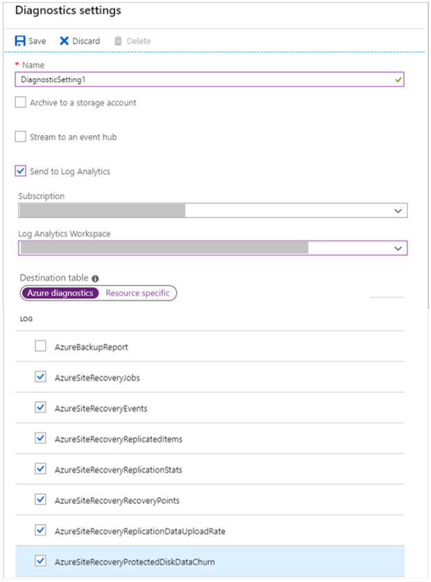 Captura de tela da tela de configurações de diagnóstico.