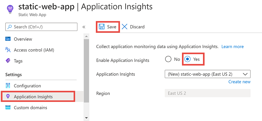 Adicionar Application Insights aos Aplicativos Web Estáticos do Azure