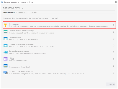 Screenshot that shows the Microsoft Azure Storage Explorer - Select Resource pane