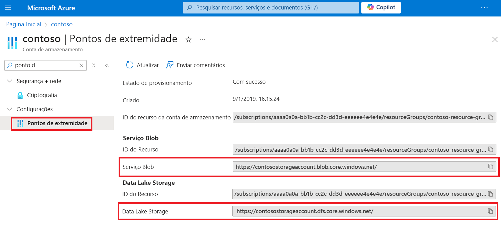 Pontos de extremidade da conta