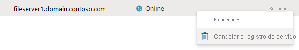 Captura de tela mostrando como cancelar o registro de um servidor.