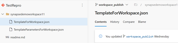 Captura de tela que mostra workspace-publish.