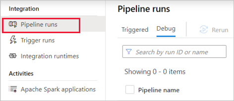 Selecionar execuções de pipeline