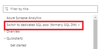 Captura de tela do site do Microsoft Learn Docs mostrando a tabela de conteúdo do pool de SQL dedicado (anteriormente SQL DW).