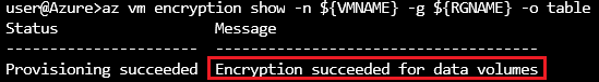 Status de criptografia na CLI do Azure