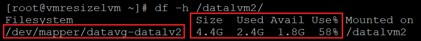 Captura de tela mostrando o código que verifica a utilização do sistema de arquivos com os resultados destacados.