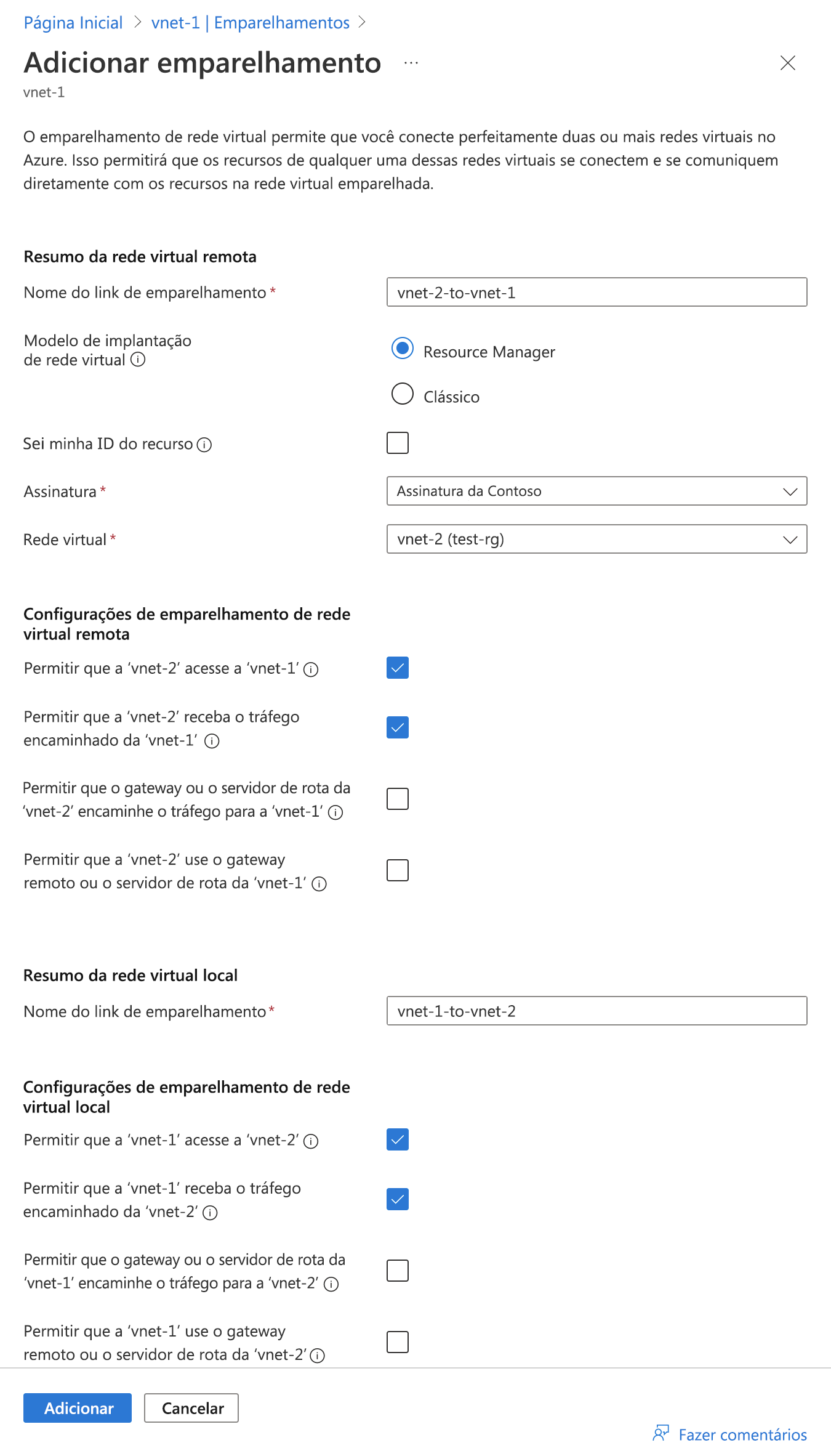 Captura de tela da página de configuração de emparelhamento.