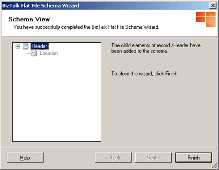 Schema view showing completed Header schema