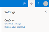 Definições no OneDrive.