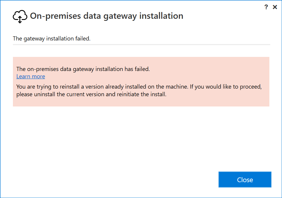 Erro na instalação do gateway.