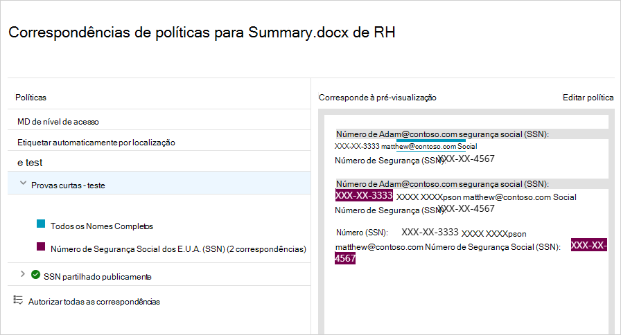 O conteúdo corresponde aos números de card de crédito.