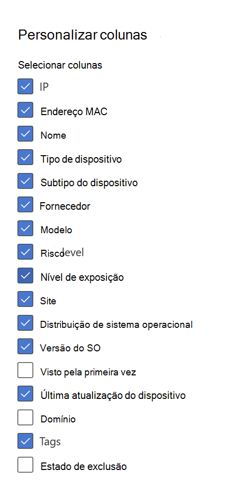 Imagem das colunas do dispositivo IoT