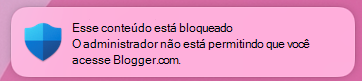 Mostra a notificação de alerta de conteúdo bloqueado de proteção de rede do utilizador final.