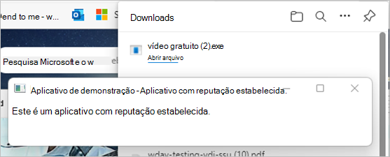 Com base na reputação do arquivo de destino, o SmartScreen permite o download sem interferência.