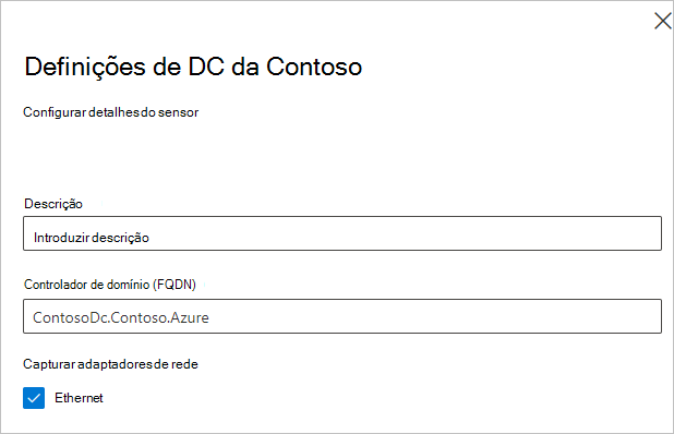 Configure os detalhes do sensor.