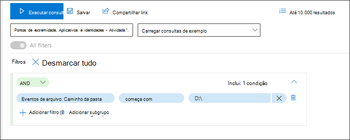 Captura de tela das cadeias de caracteres como terceira condição