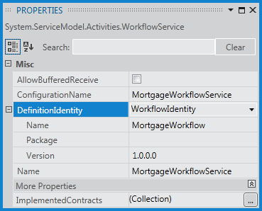 Captura de tela que mostra a propriedade DefinitionIdentity.