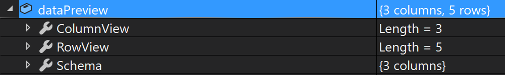 Objeto de visualização do depurador de dados