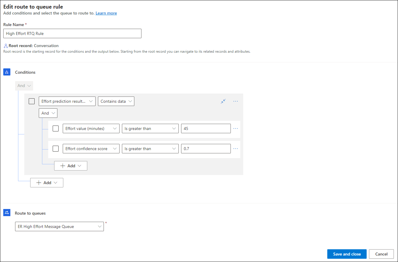 Regras com base no modelo de estimativa de esforço.