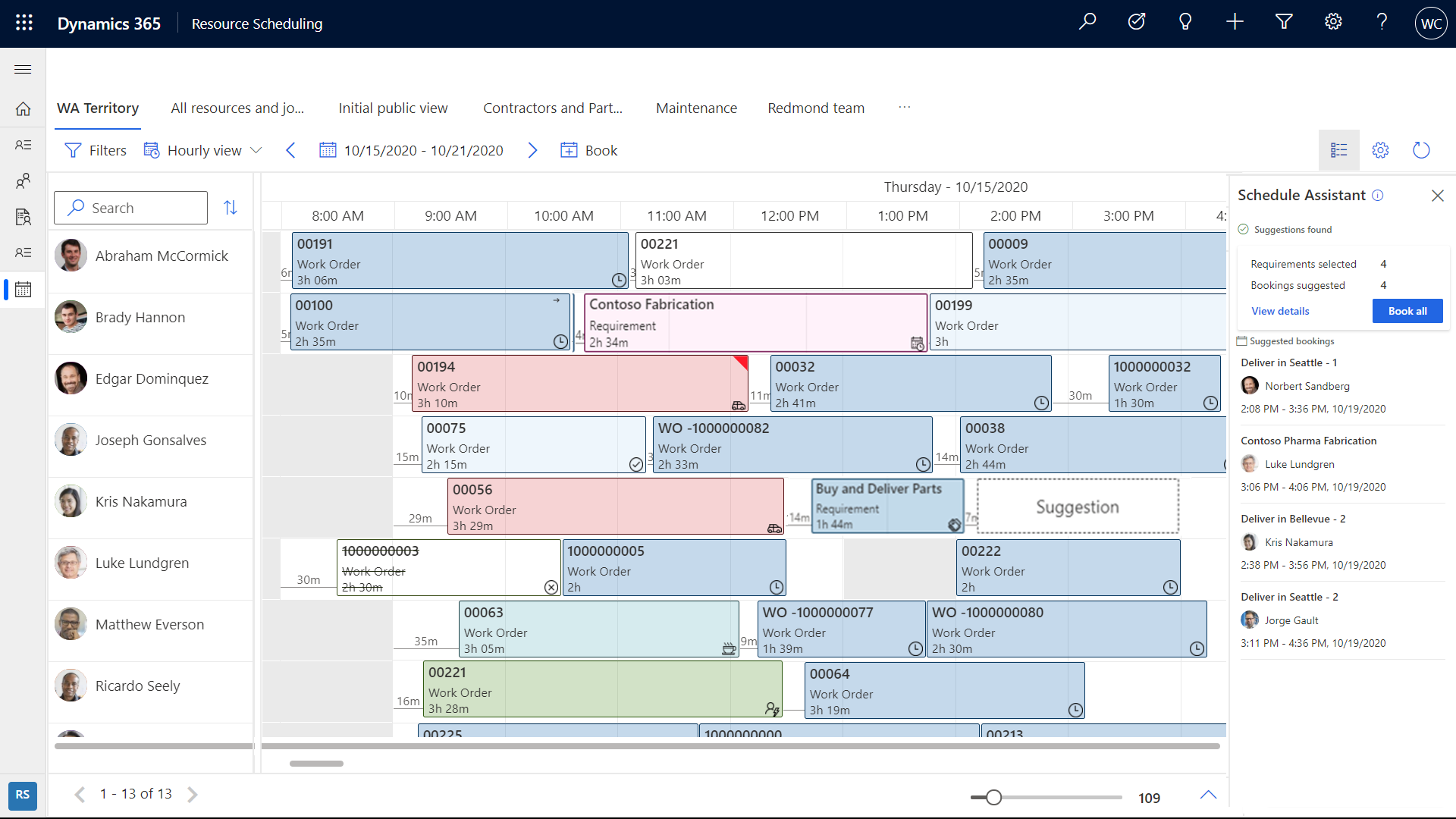 Captura de tela da visualização da assistência de agendamento.