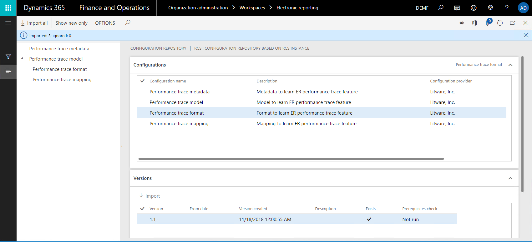 Página do repositório de configuração.