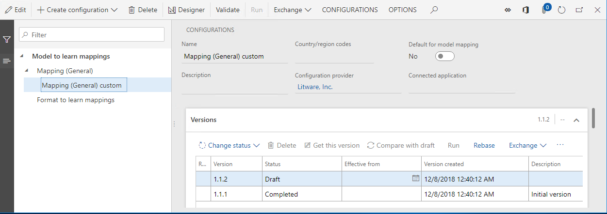 Configurações de ER, Configuração personalizada geral de mapeamento.