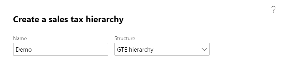 Create a sales tax hierarchy dialog box.