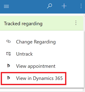 Exibir o item acompanhado no Dynamics 365.