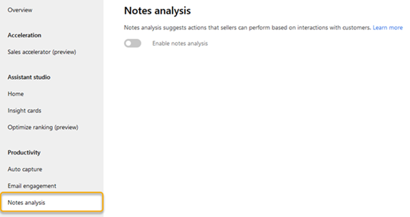 Página de configuração de análise de anotações