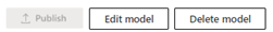 Captura de tela dos botões de ação do modelo na página Pontuação preditiva do cliente potencial.