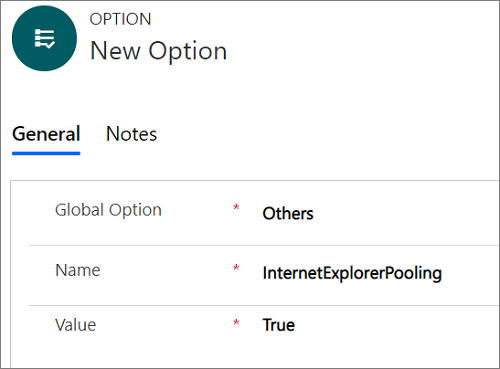 Habilitar a opção Internet ExplorerPooling.