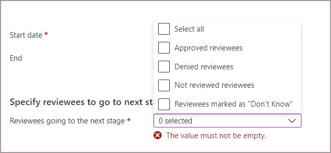  Captura de tela que mostra a configuração e as opções de revisão de várias etapas.