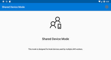 Captura de tela do aplicativo Microsoft Authenticator mostrando o modo de dispositivo compartilhado habilitado.