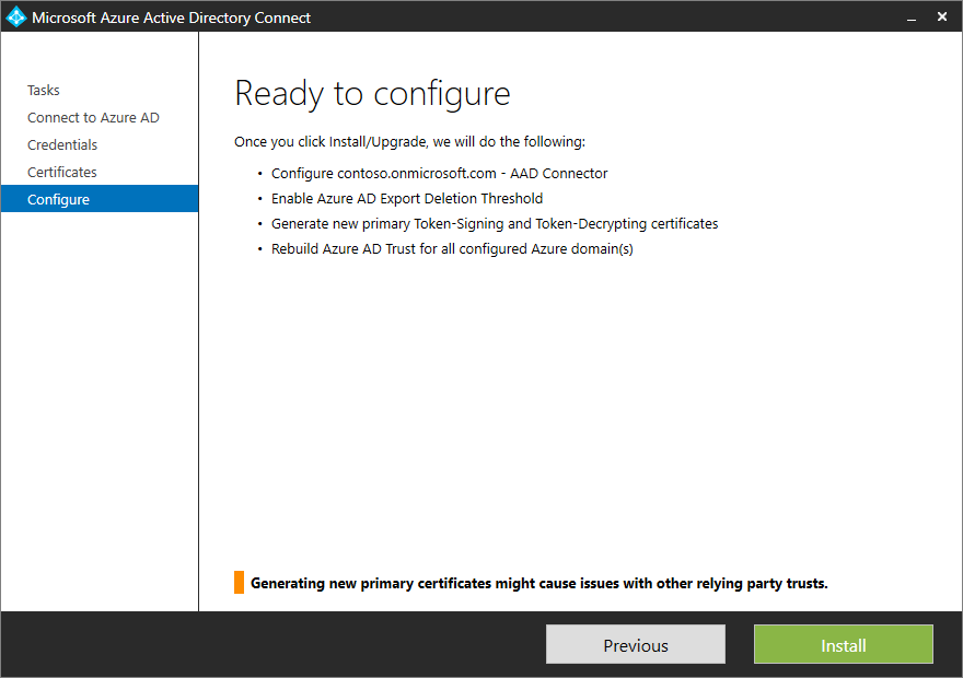 Captura de tela que mostra a página “Pronto para configurar” com uma lista de ações a serem realizadas.