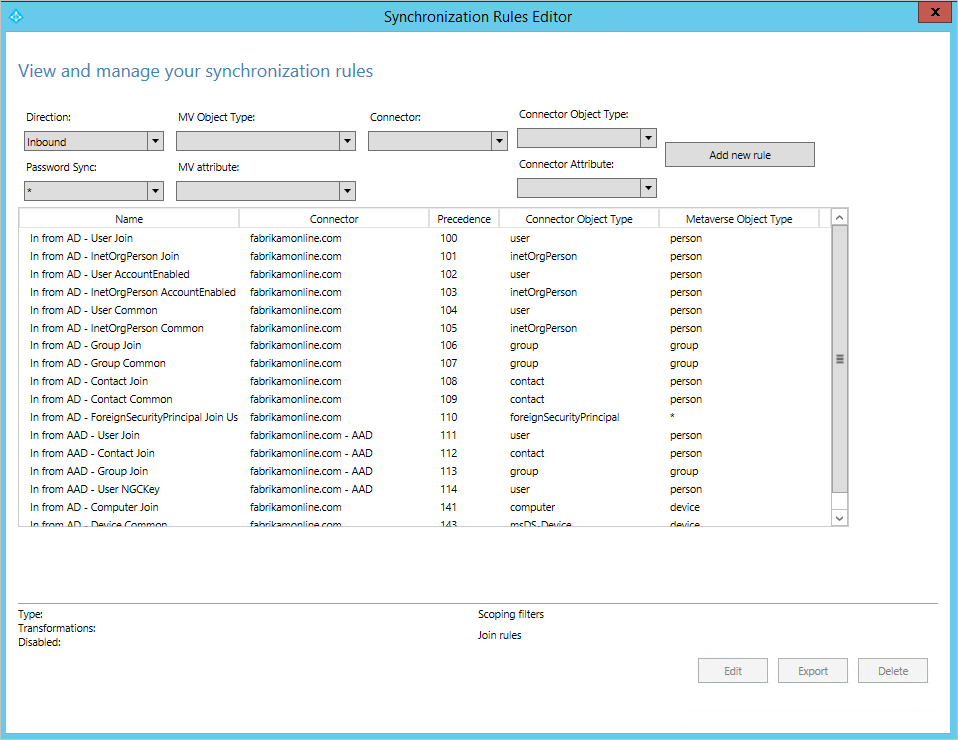 Sync Rule Editor