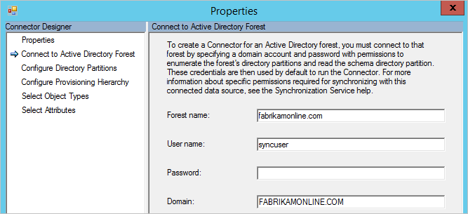 Conta usada pelo Active Directory Connector